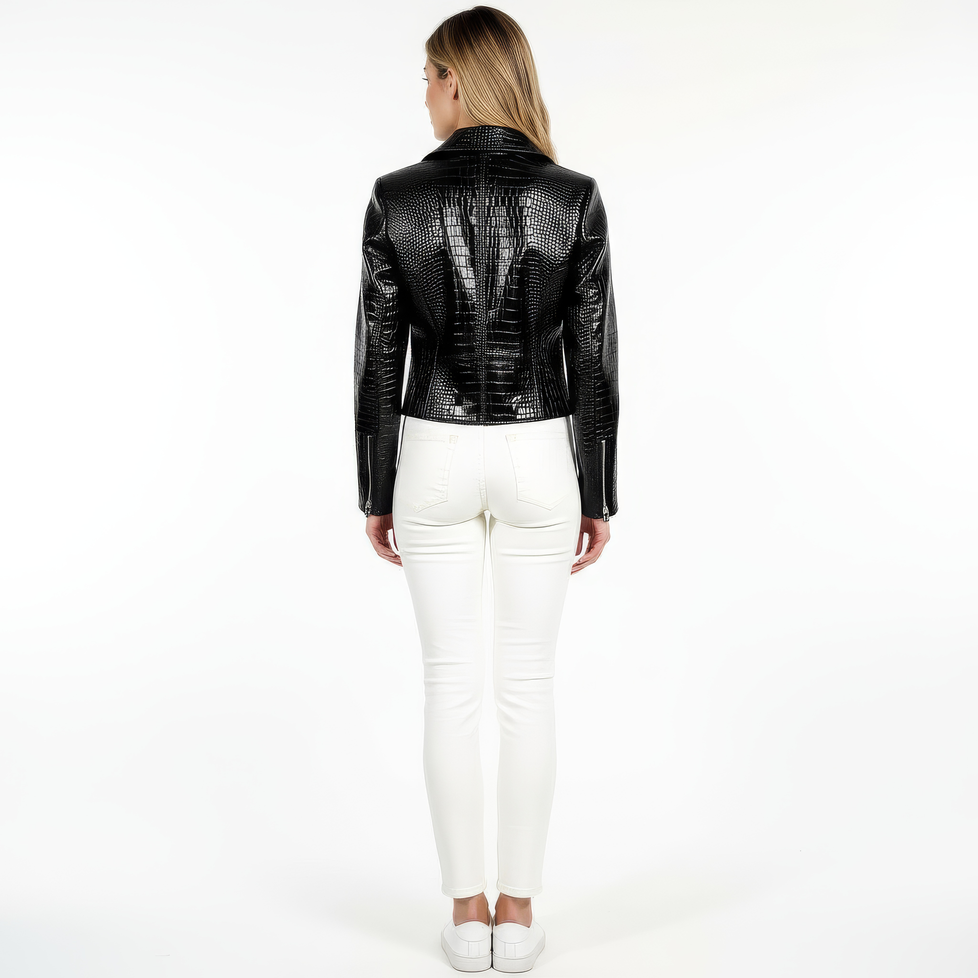 Women&#39;s Real Leather Biker Jacket -Athena
