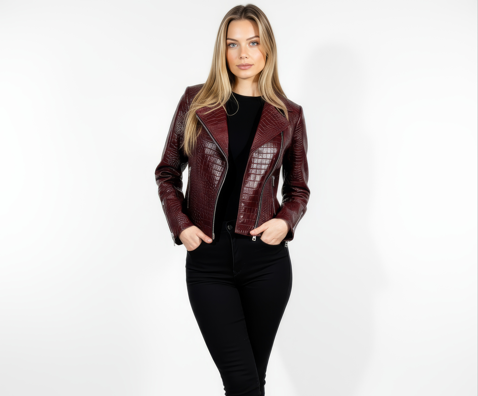 Women&#39;s Real Leather Biker Jacket -Athena