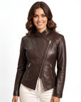 Women's Real Leather Biker Jacket - Metis