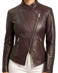 Women's Real Leather Biker Jacket - Metis