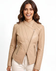 Women's Real Leather Biker Jacket - Metis