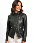 Women's Real Leather Biker Jacket - Metis