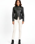 Women's Real Leather Biker Jacket - Metis