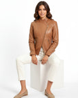 Women's Real Leather Biker Jacket - Metis