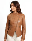 Women's Real Leather Biker Jacket - Metis
