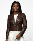 Cropped Real Leather Blazer - Anna