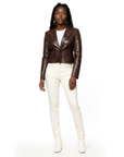 Cropped Real Leather Blazer - Anna