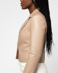 Cropped Real Leather Blazer - Anna