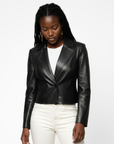 Cropped Real Leather Blazer - Anna