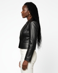 Cropped Real Leather Blazer - Anna