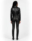 Cropped Real Leather Blazer - Anna