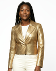 Cropped Real Leather Blazer - Anna