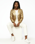Cropped Real Leather Blazer - Anna