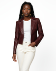 Cropped Real Leather Blazer - Anna