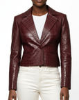 Cropped Real Leather Blazer - Anna