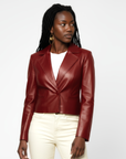 Cropped Real Leather Blazer - Anna
