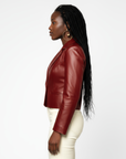 Cropped Real Leather Blazer - Anna