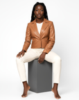 Cropped Real Leather Blazer - Anna