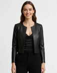 Women's Cropped Real Leather Jacket - Jane