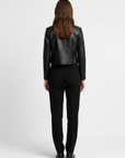 Women's Cropped Real Leather Jacket - Jane