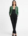 Women's Cropped Real Leather Jacket - Jane