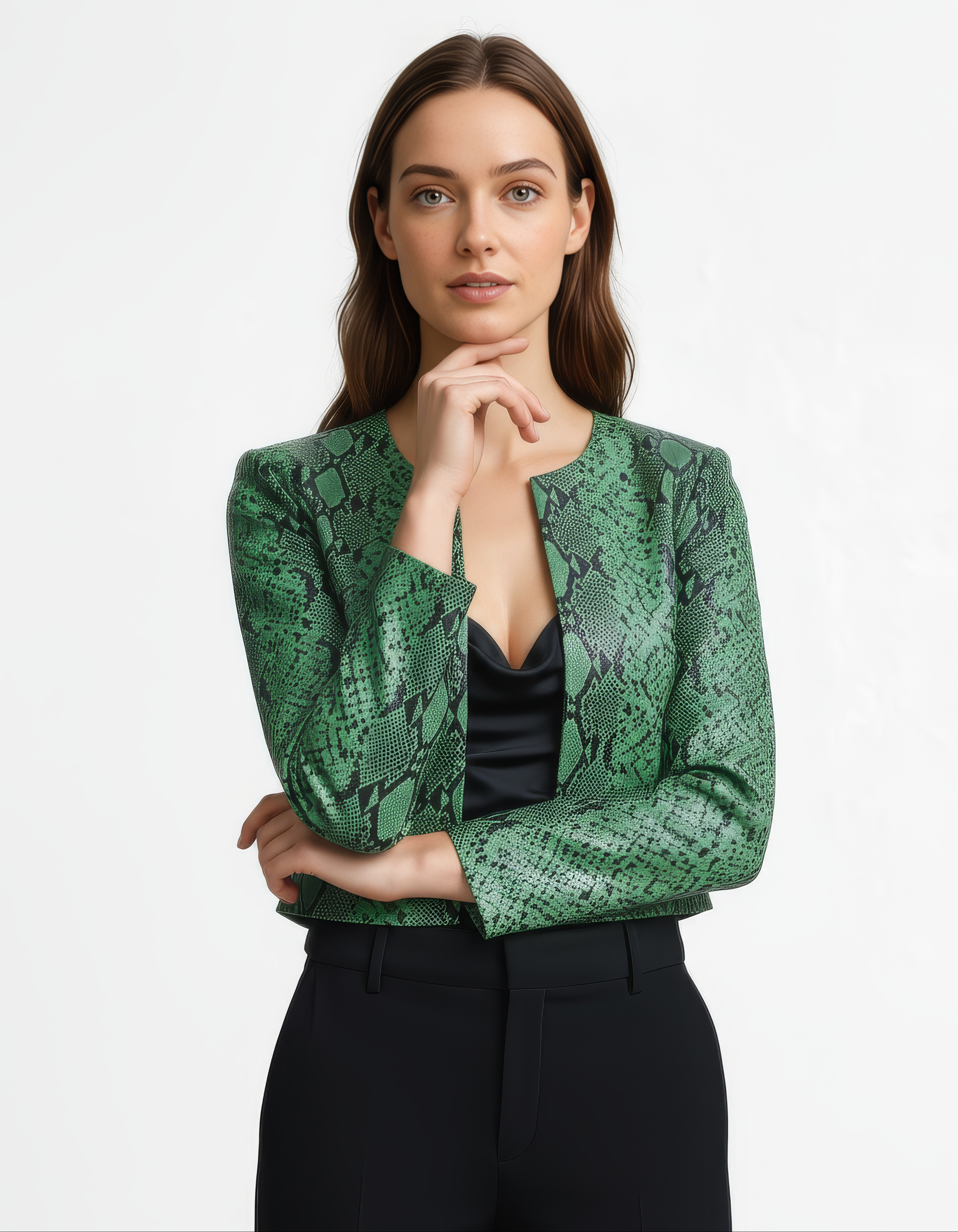 Women&#39;s Cropped Real Leather Jacket - Jane