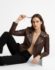 Women's Real Leather Biker Jacket - Roselyn