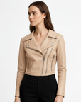 Women's Real Leather Biker Jacket - Roselyn