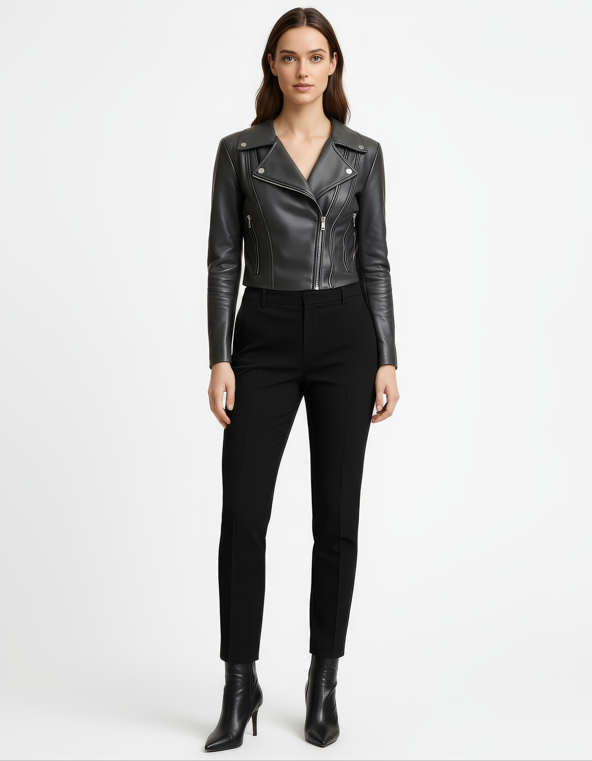 Women&#39;s Real Leather Biker Jacket - Roselyn