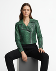 Women's Real Leather Biker Jacket - Roselyn