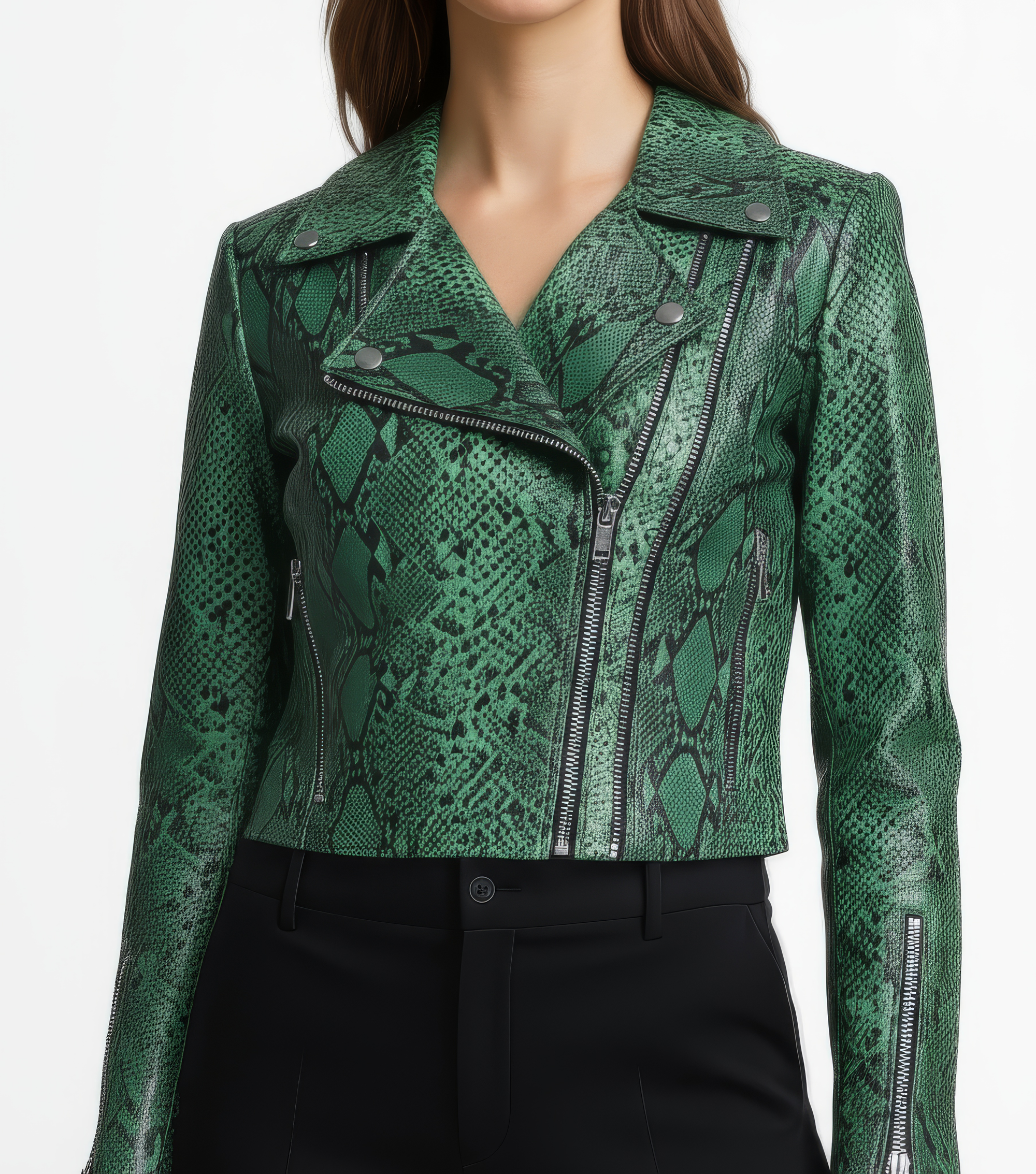 Women&#39;s Real Leather Biker Jacket - Roselyn