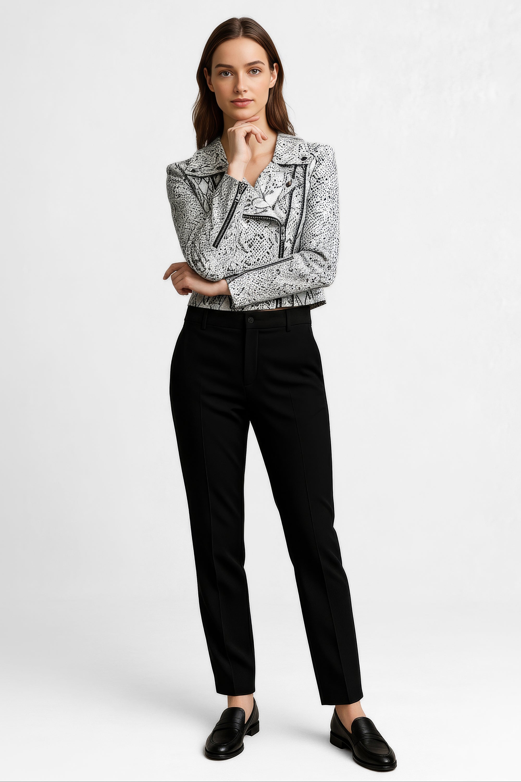 Women&#39;s Real Leather Biker Jacket - Roselyn