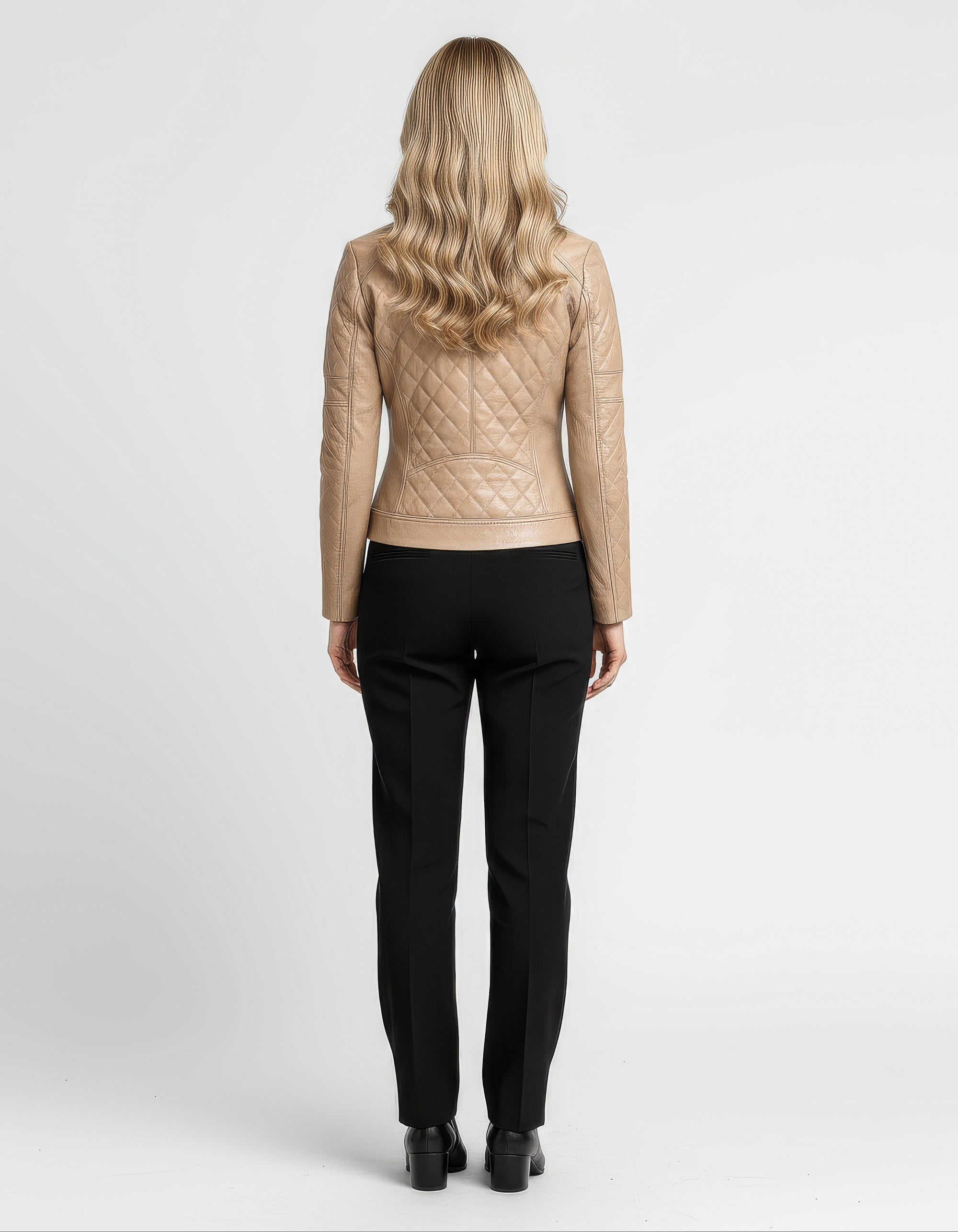 Women&#39;s Quilted Real Leather Jacket - Kimberly