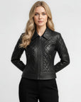 Women's Quilted Real Leather Jacket - Kimberly