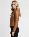 Women's Quilted Real Leather Jacket - Kimberly