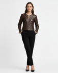 Women's Quilted Real Leather Jacket - Rosa