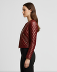 Women's Quilted Real Leather Jacket - Rosa