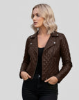 Real Quilted Leather Jacket for Women - Lyra