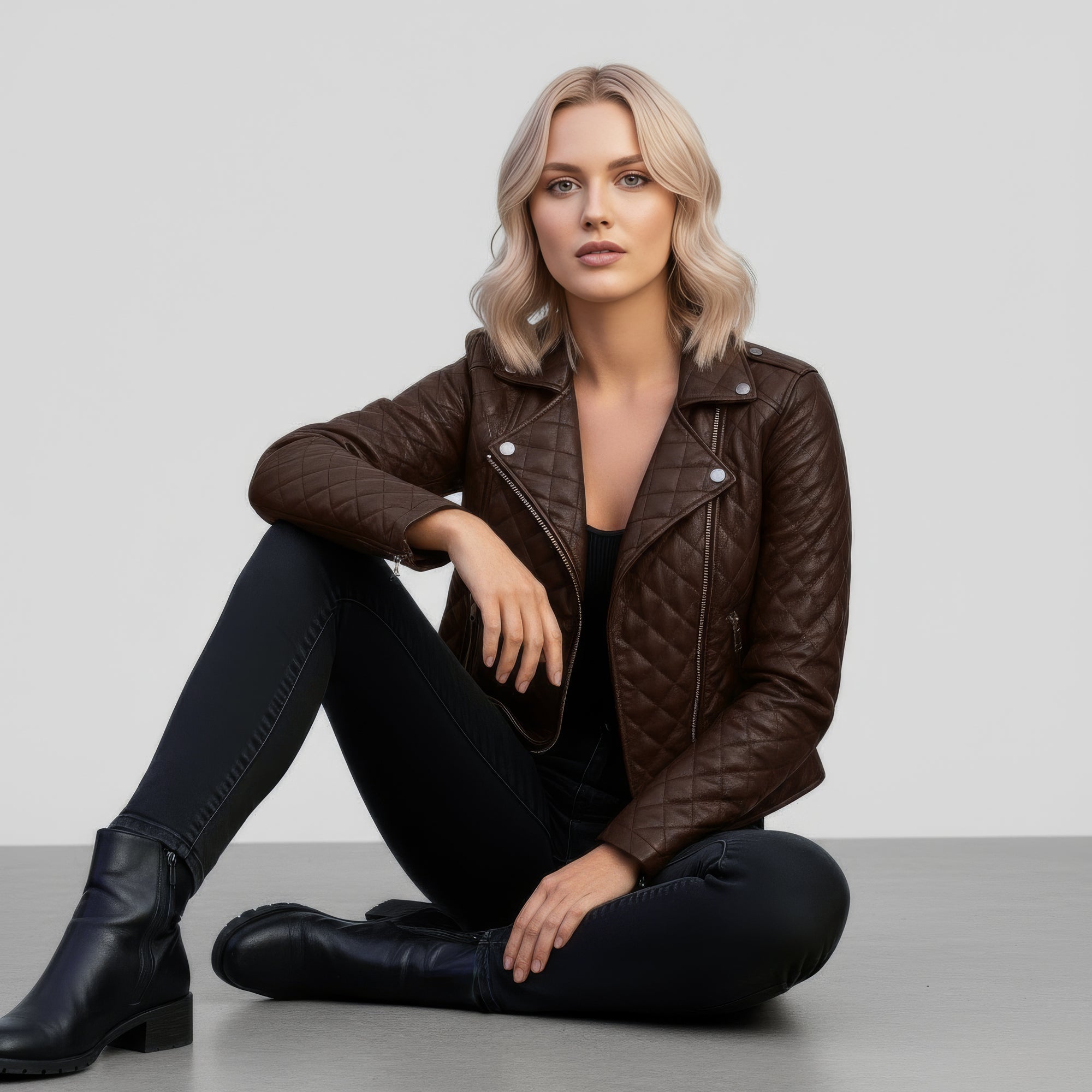 Real Quilted Leather Jacket for Women - Lyra