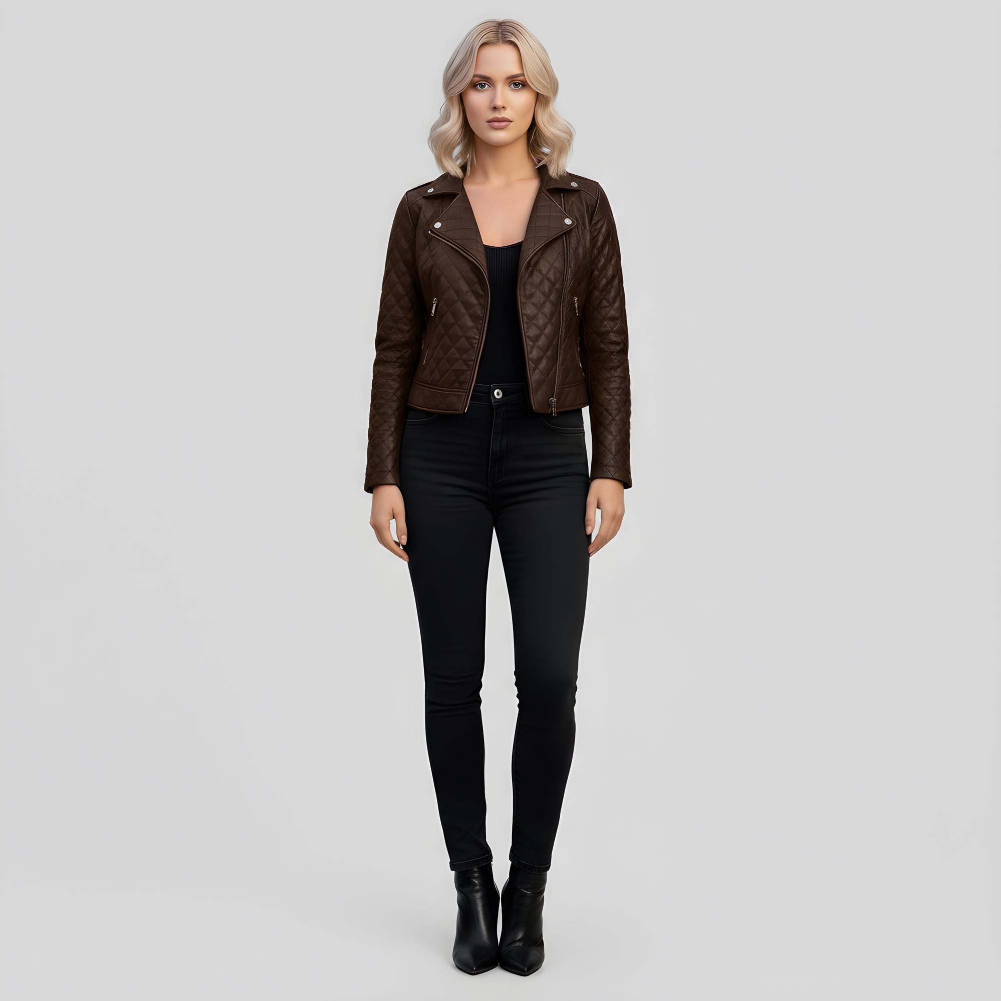 Real Quilted Leather Jacket for Women - Lyra