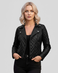 Real Quilted Leather Jacket for Women - Lyra