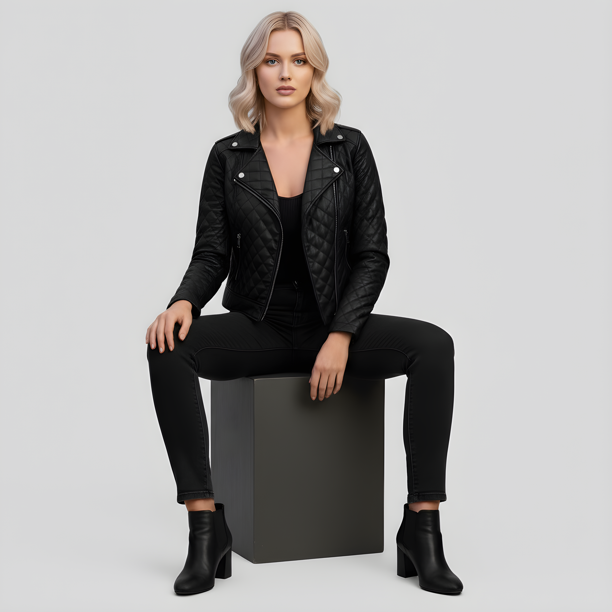 Real Quilted Leather Jacket for Women - Lyra