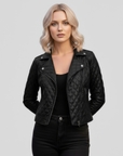 Real Quilted Leather Jacket for Women - Lyra