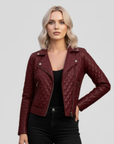 Real Quilted Leather Jacket for Women - Lyra
