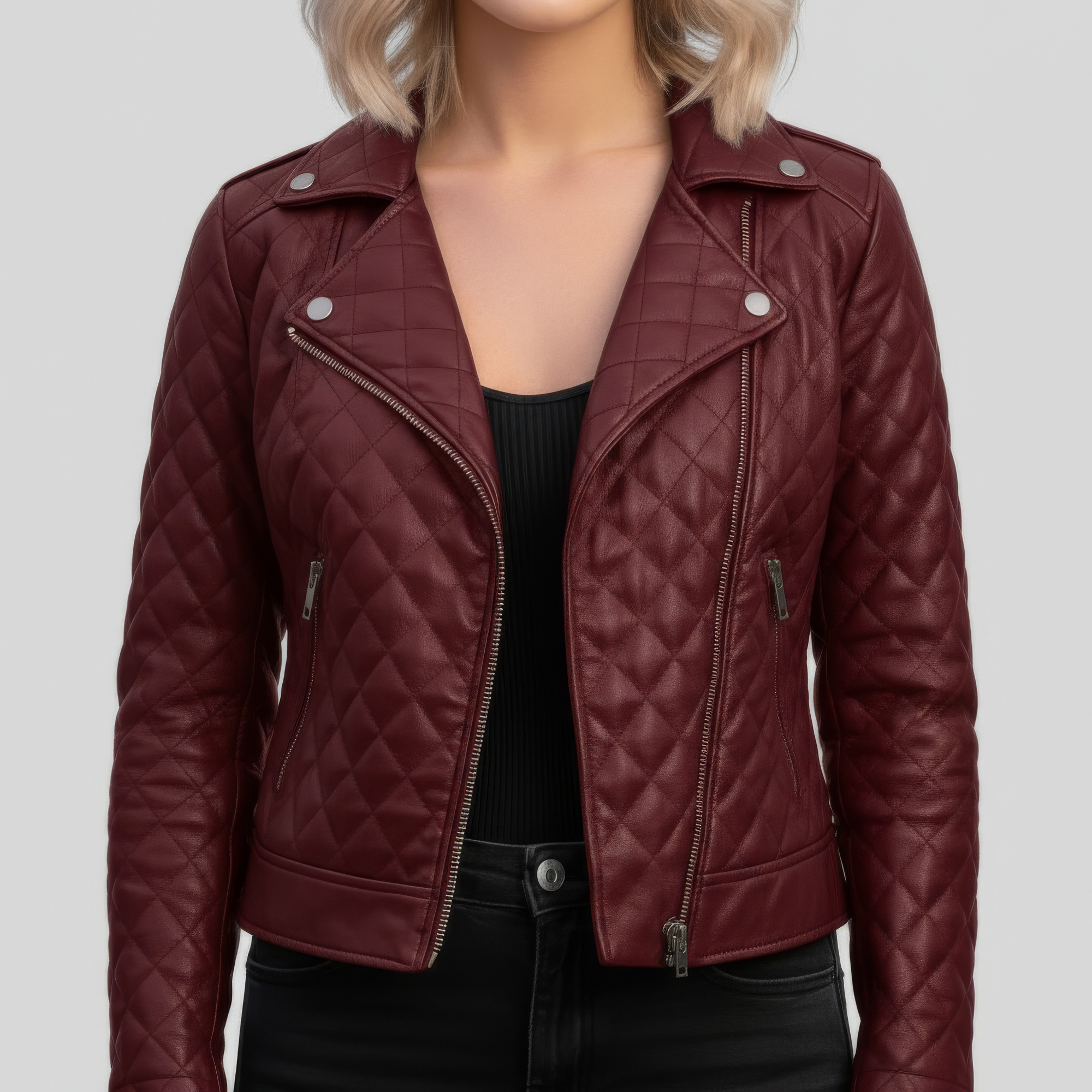 Real Quilted Leather Jacket for Women - Lyra