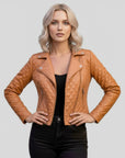 Real Quilted Leather Jacket for Women - Lyra