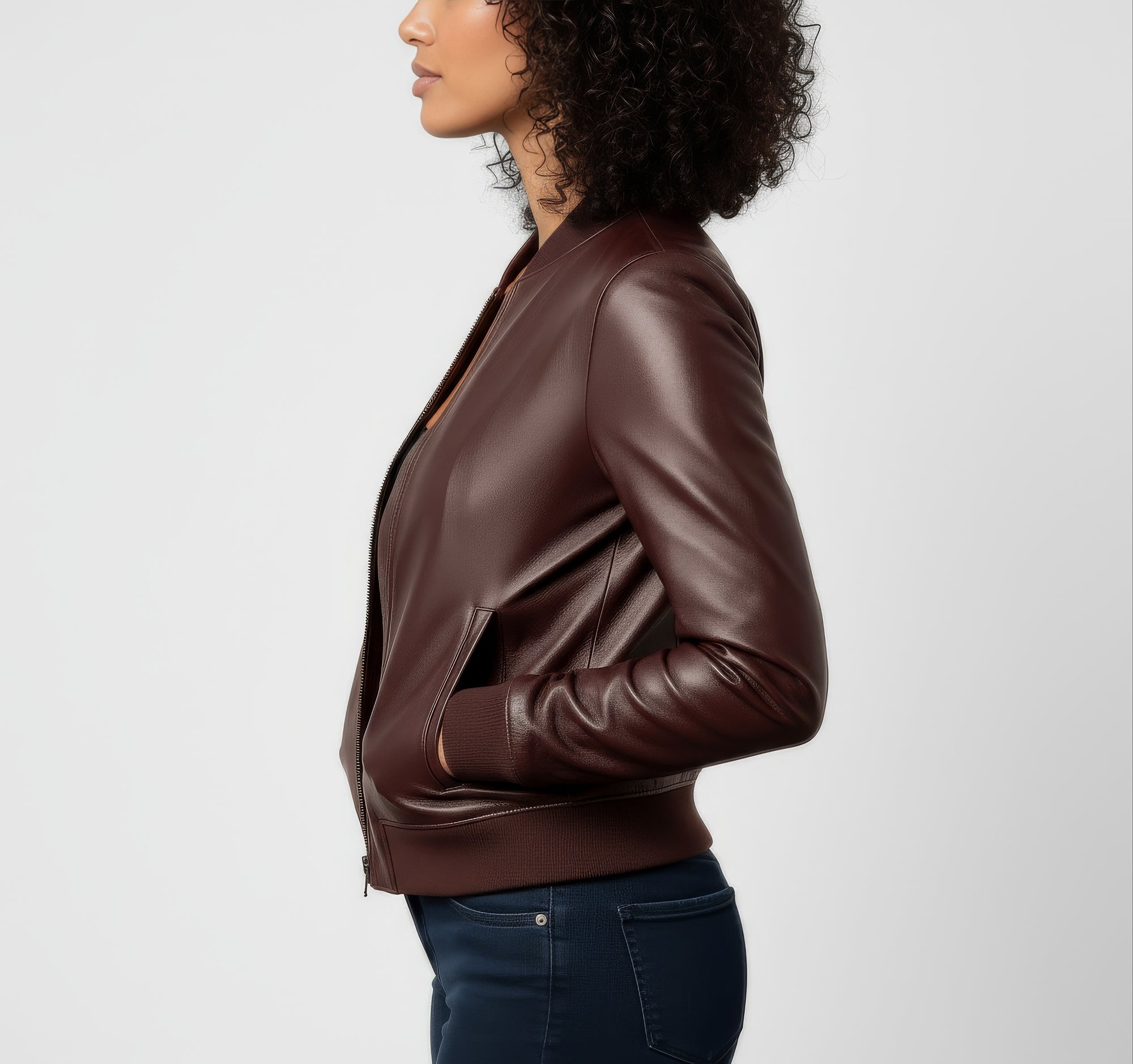 Real Leather Bomber Jacket for Women - Sasha