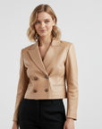 Women's Real Leather Cropped Blazer - Carina