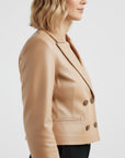 Women's Real Leather Cropped Blazer - Carina