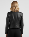 Women's Real Leather Cropped Blazer - Carina